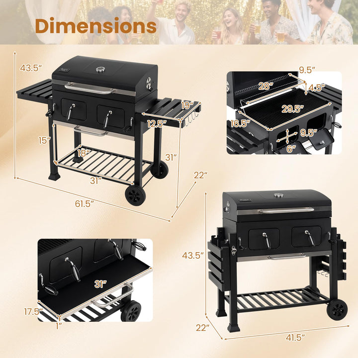 Giantex Extra Large Charcoal Grill with Oversized 752 sq.in. Cooking Area