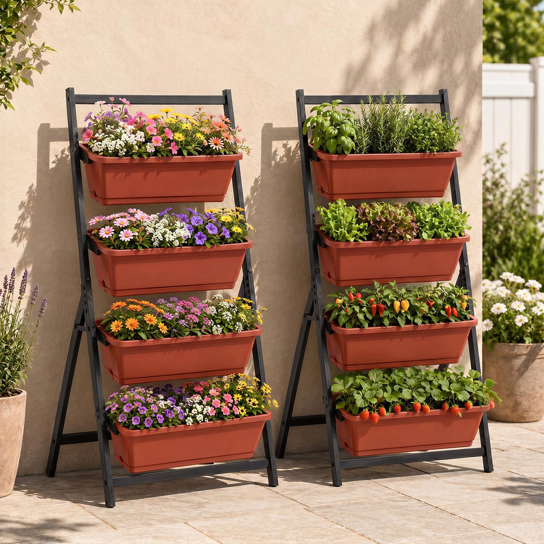 Giantex 4-Tier Vertical Garden Planter with 4 Container Boxes &amp; Drainage System (1/2)