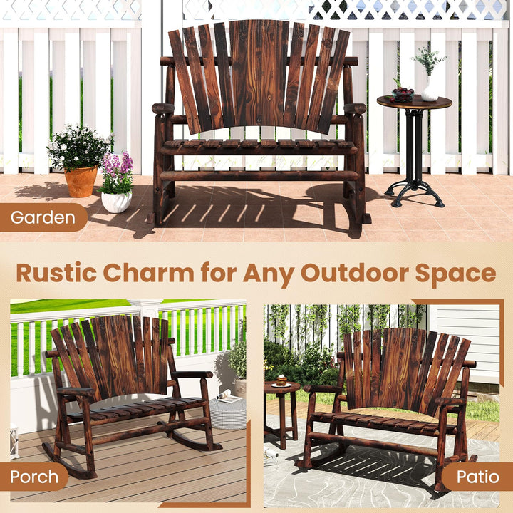 Giantex 1/2 Pcs Outdoor Wooden Rocking Bench（51”x38”x46”）