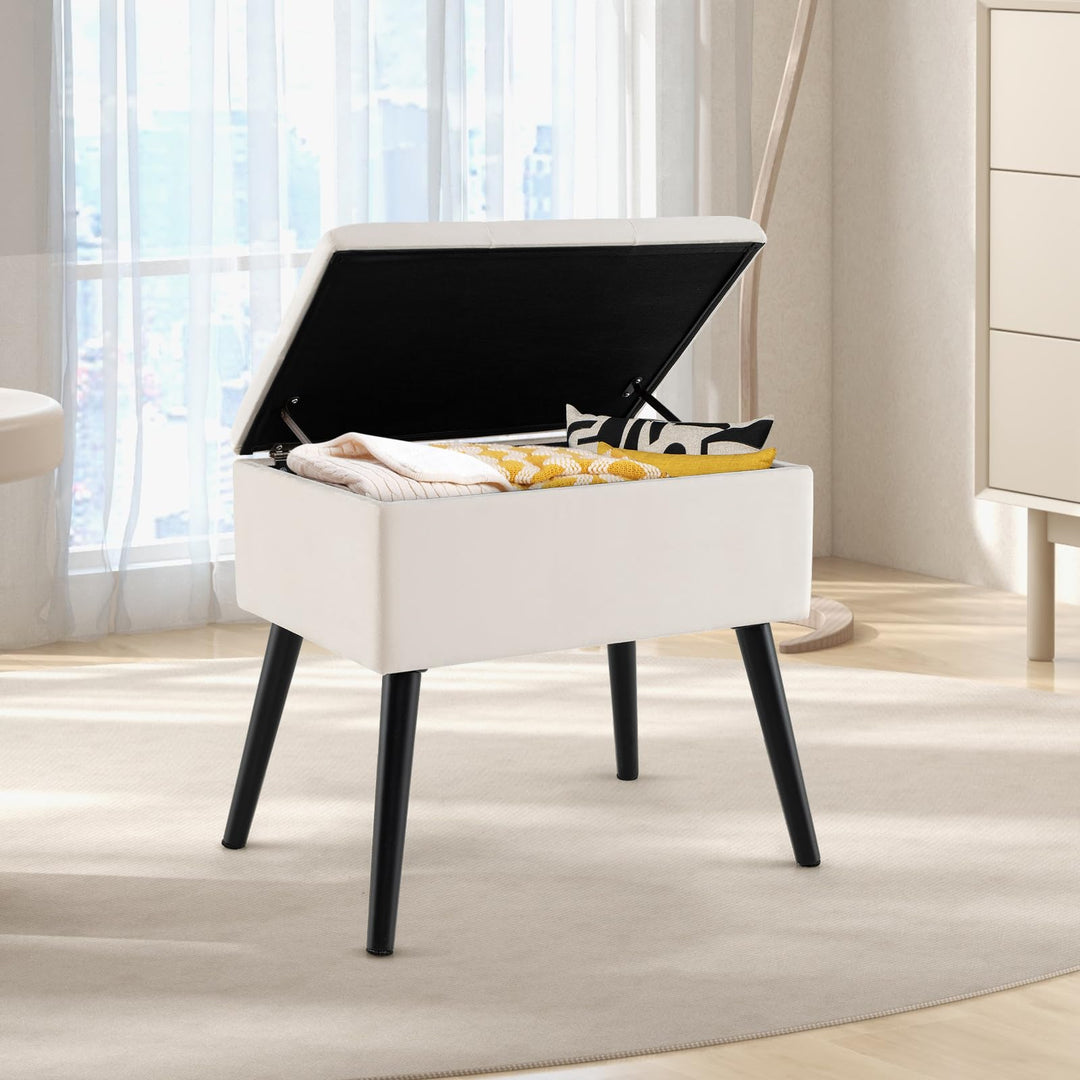 Giantex 20" Ottoman with Storage - Set of 1/2 Makeup Vanity Bench with Flip Top Storage