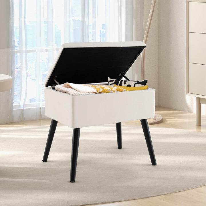 Giantex 20" Ottoman with Storage - Set of 1/2 Makeup Vanity Bench with Flip Top Storage