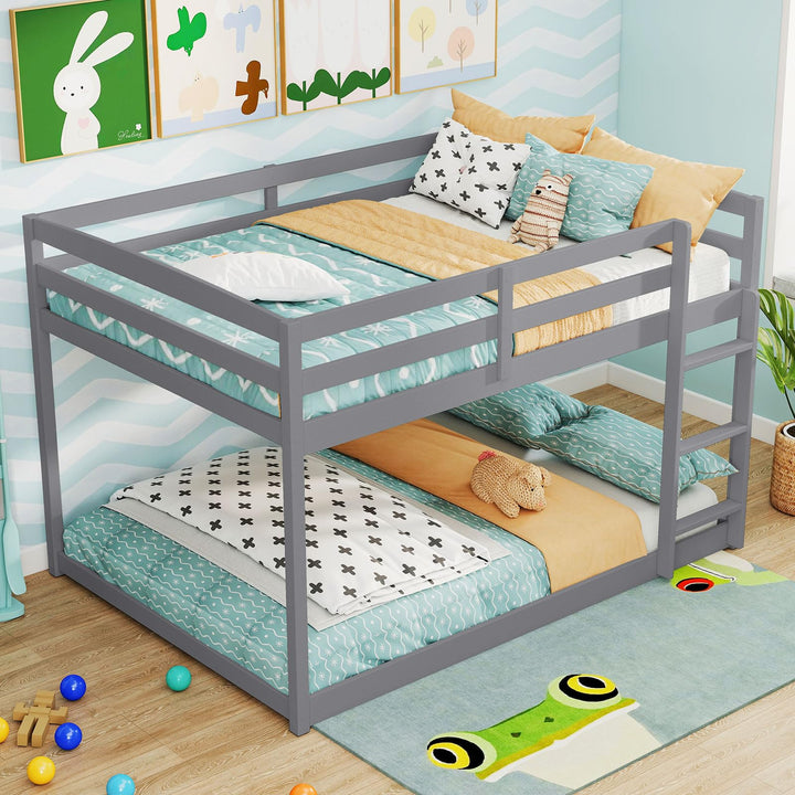 Giantex Full Over Full Bunk Bed Solid Wood Kids Bunk Bed with Full-Length Guardrails