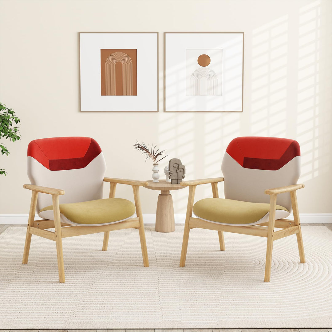 Giantex Upholstered Side Armchair with Spacious Backrest