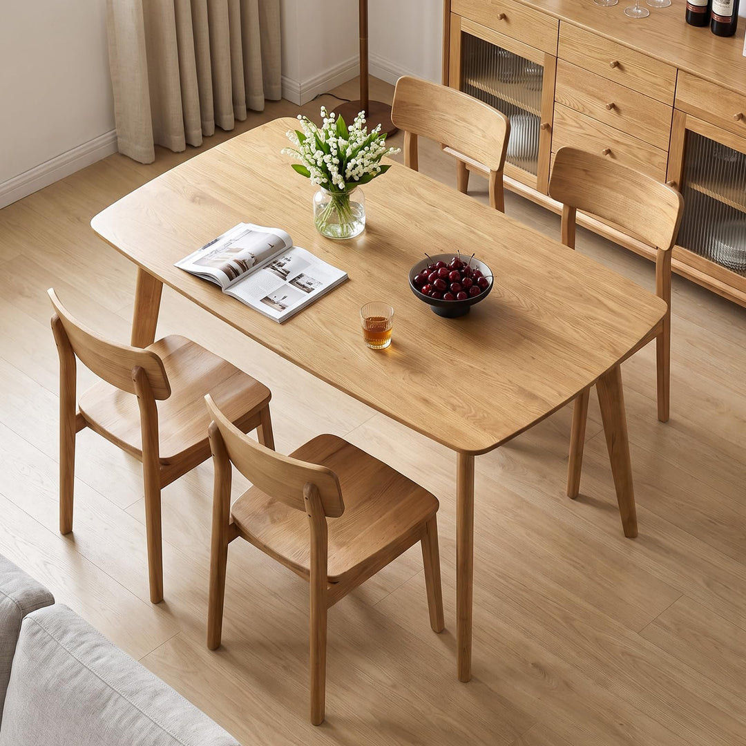 GIANTEX 47" Modern Farmhouse Solid Wood Rectangular Dining Table for 4