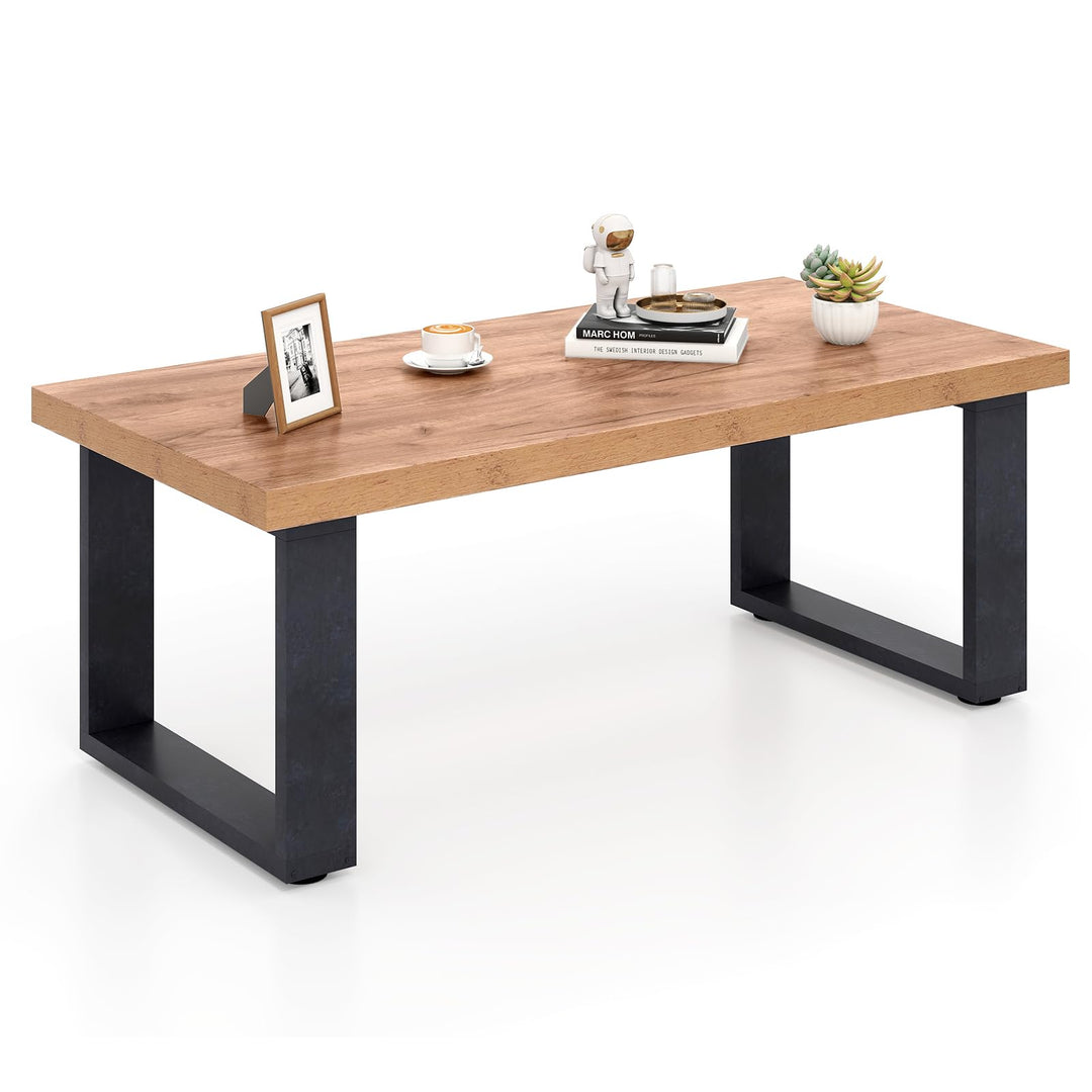 Giantex Rustic Coffee Table 47 Inch Industrial Wood Center Table with 1.8" Tabletop