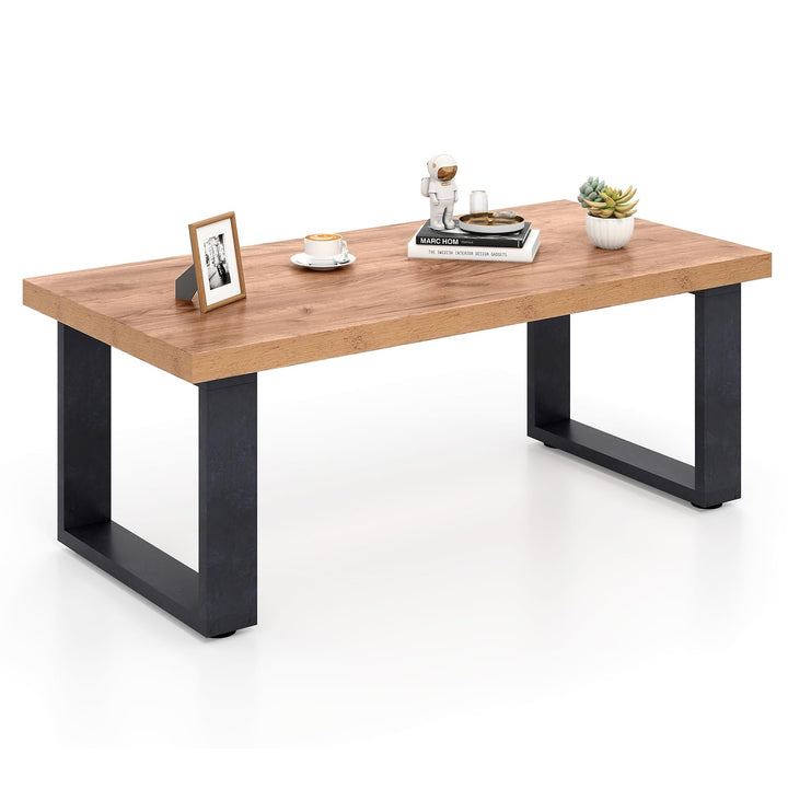 Giantex Rustic Coffee Table 47 Inch Industrial Wood Center Table with 1.8" Tabletop