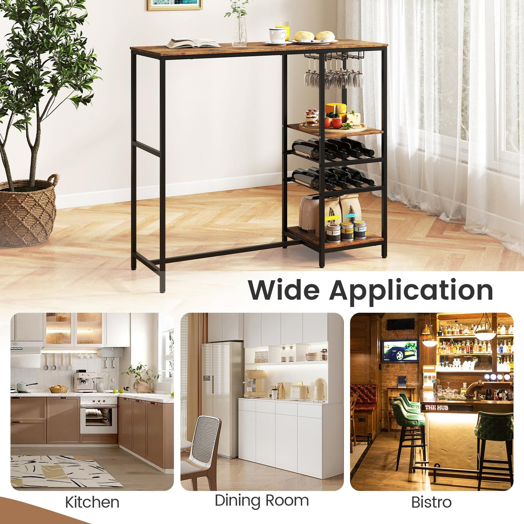 Giantex 48" Bar Table with Storage Shelves for Kitchen Living Room Dinette