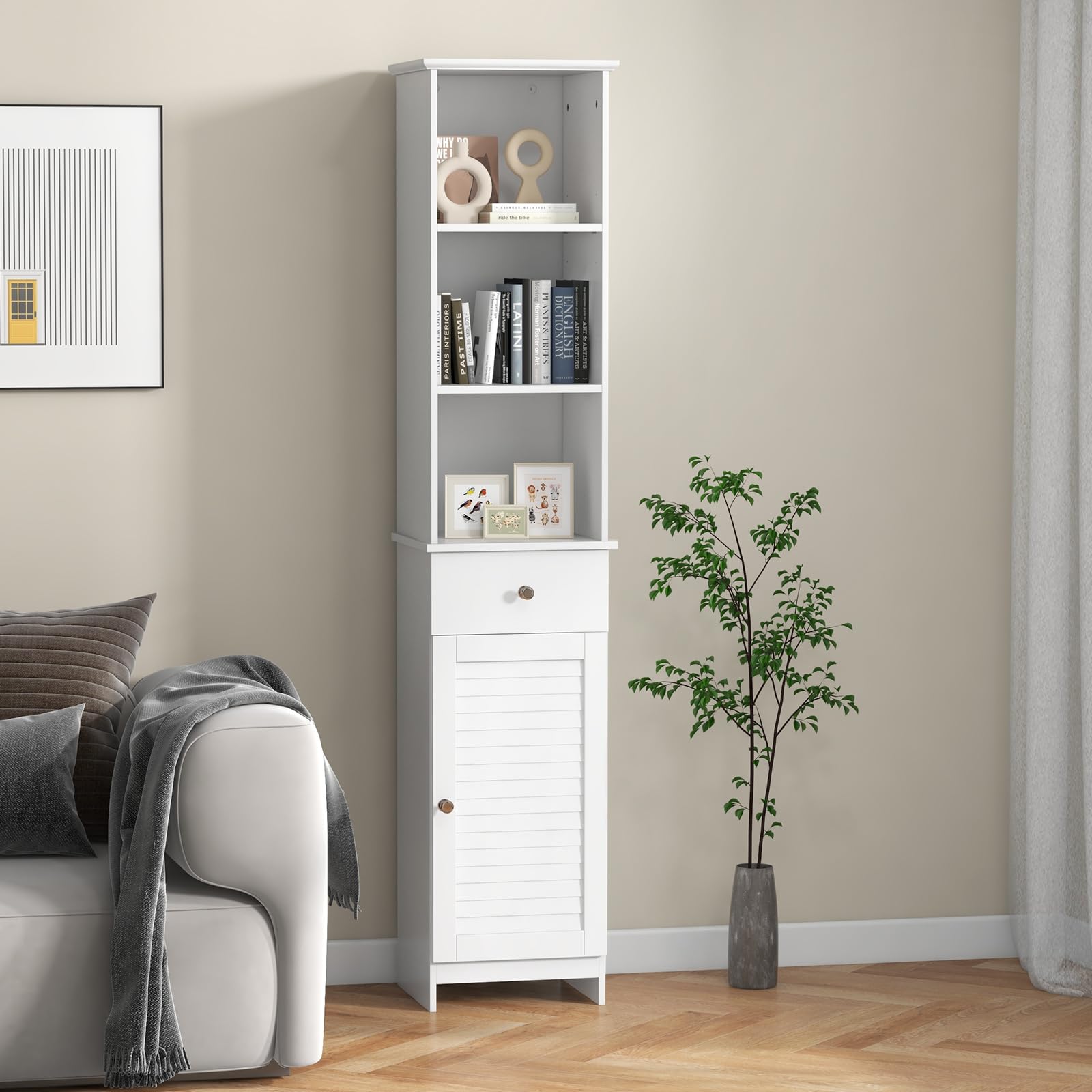 Giantex Narrow Floor Storage Cabinet with Adjustable Shelves
