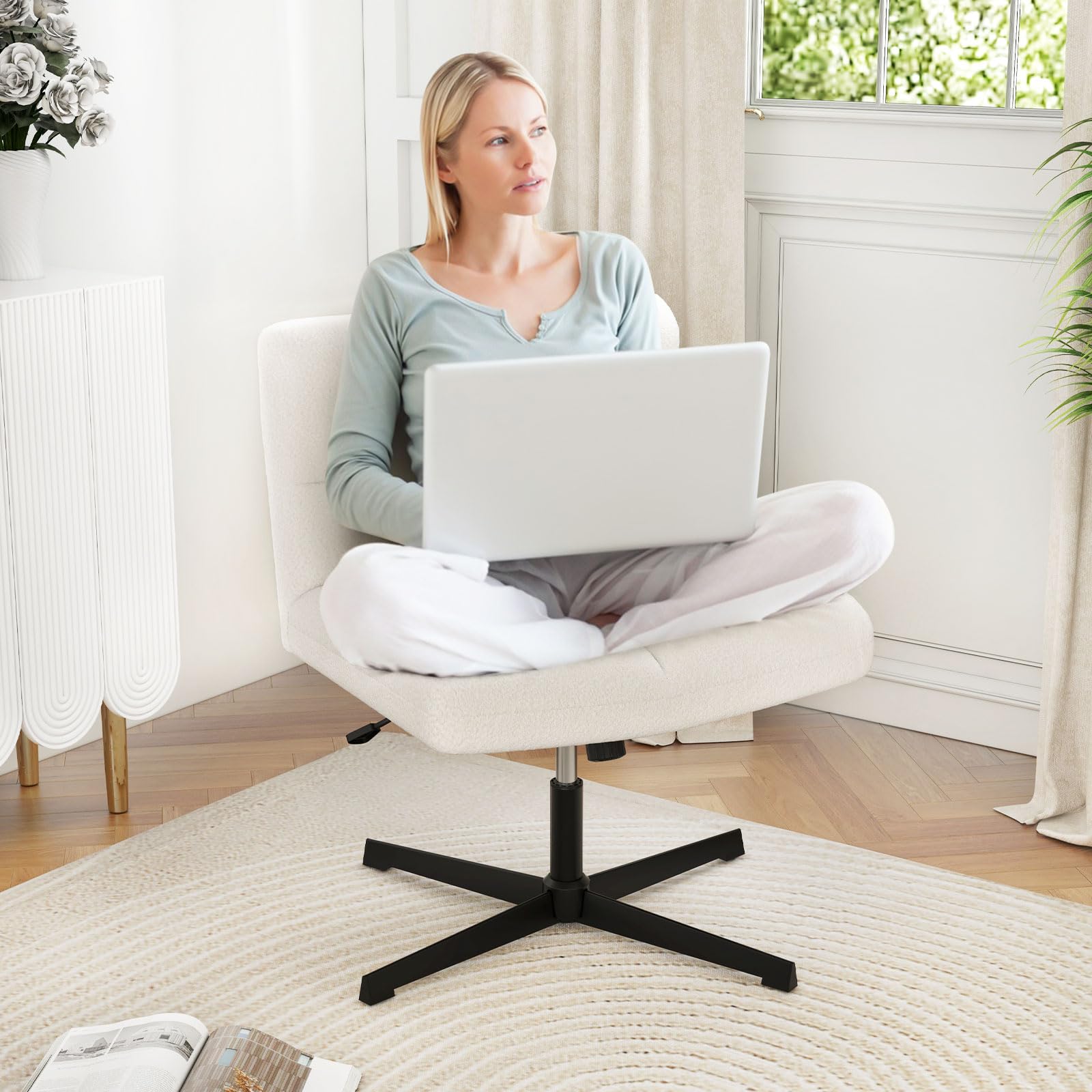 Cross Legged Office Chair - Giantex