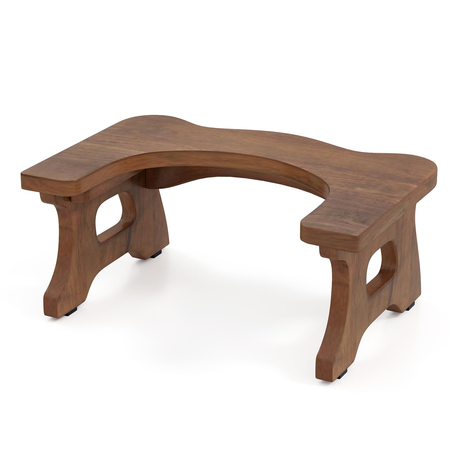 Giantex Teak Wood Toilet Stool - 7" Bathroom Squatting Stool