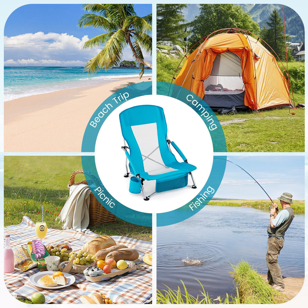 Giantex 2 Pack Folding Beach Chairs for Adults for Picnic Hiking &amp; Travel