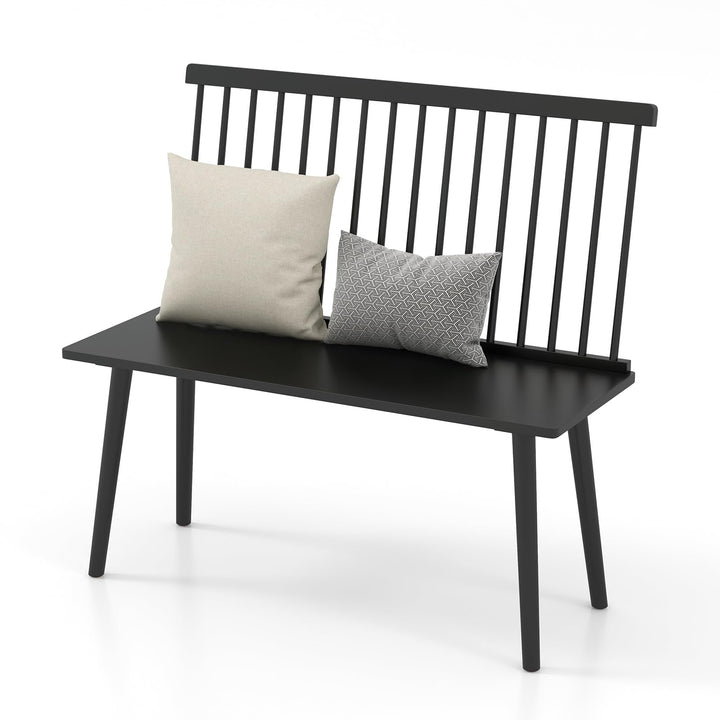 Giantex Entryway Bench for 2, Windsor Bench with Spindle Back & Anti-Slip Foot Pads