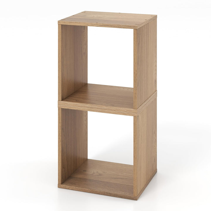 Giantex 2 Cube Bookshelf Organizer, 2-Tier Stackable Cube Storage Organizer