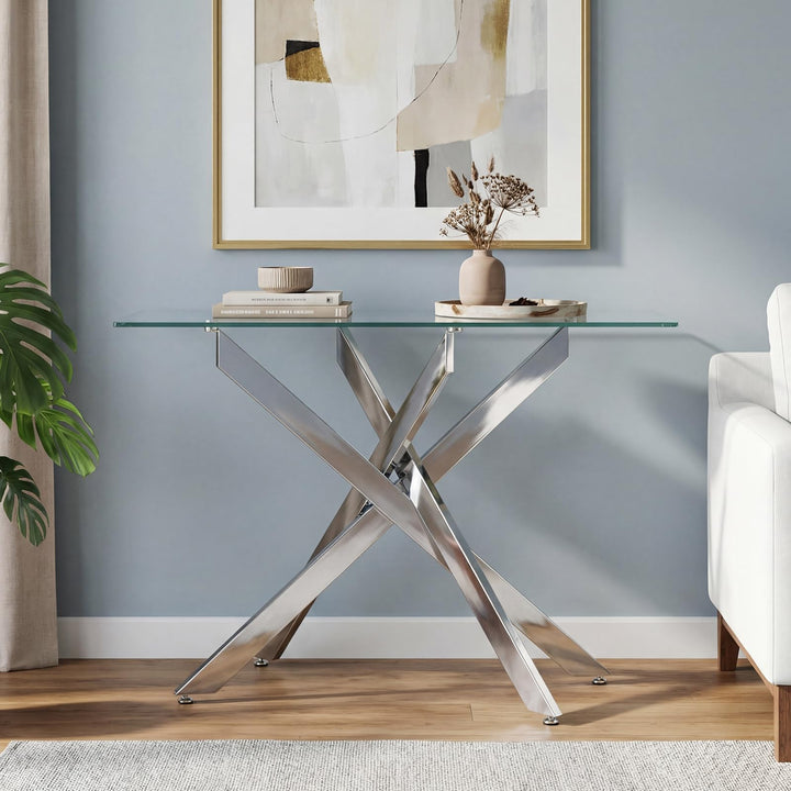 Giantex Glass Console Table 45" Modern Entryway Table