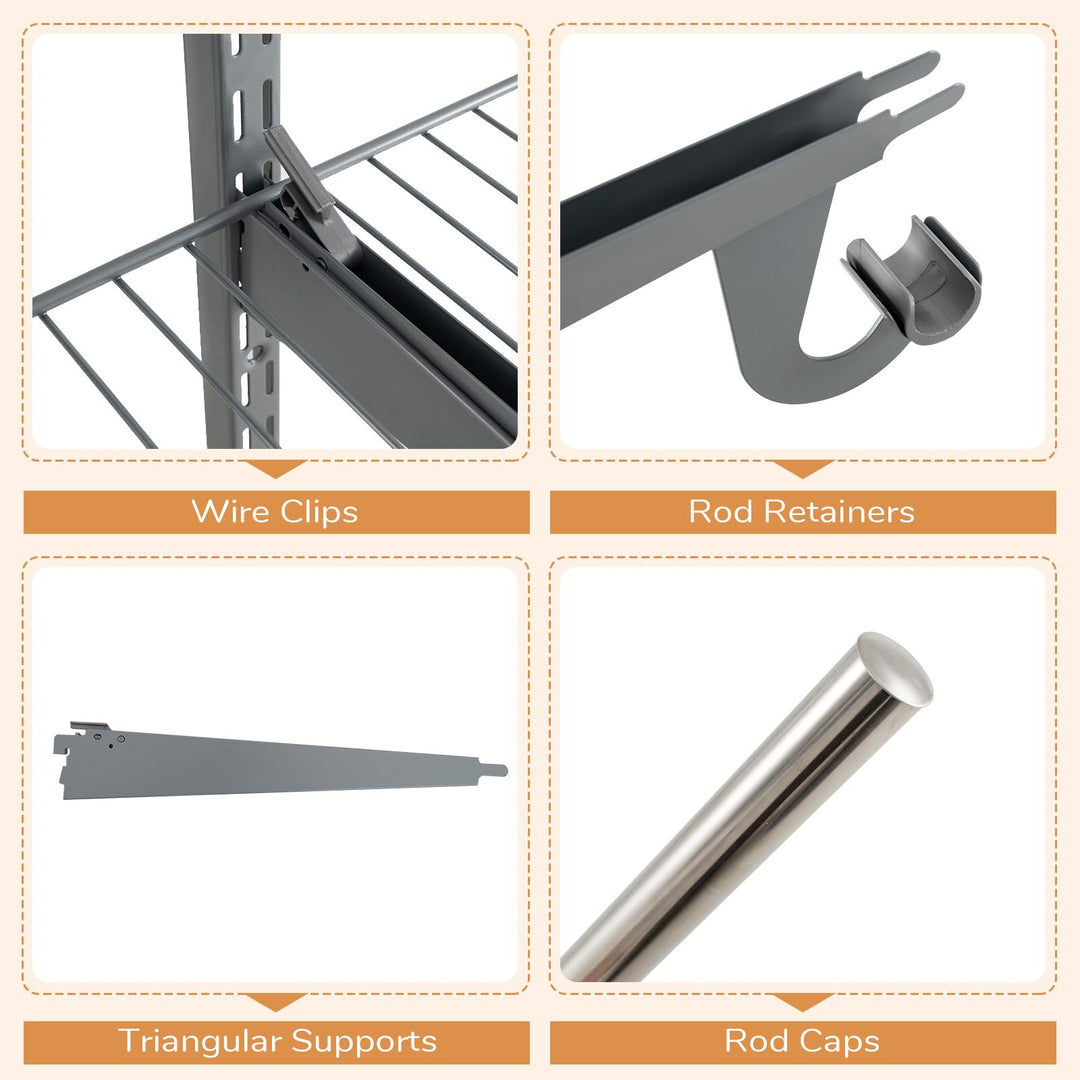 Giantex Closet Organizer System Wall-mounted Custom Closet Kit w/Adjustable Storage Shelves