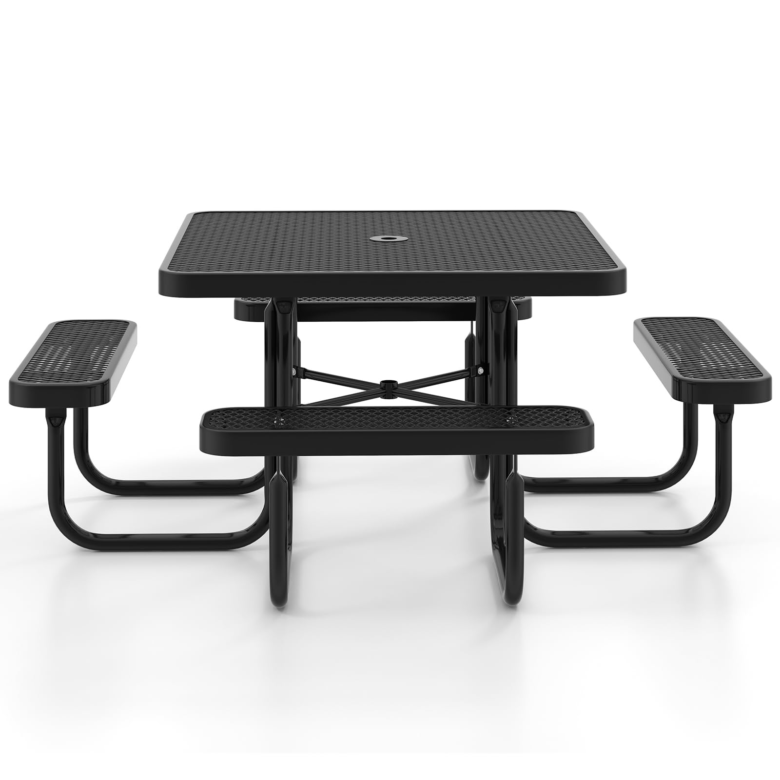 Giantex Picnic Table Set for 8 Persons, Heavy Duty Outdoor Table and Bench Set w/Umbrella Hole