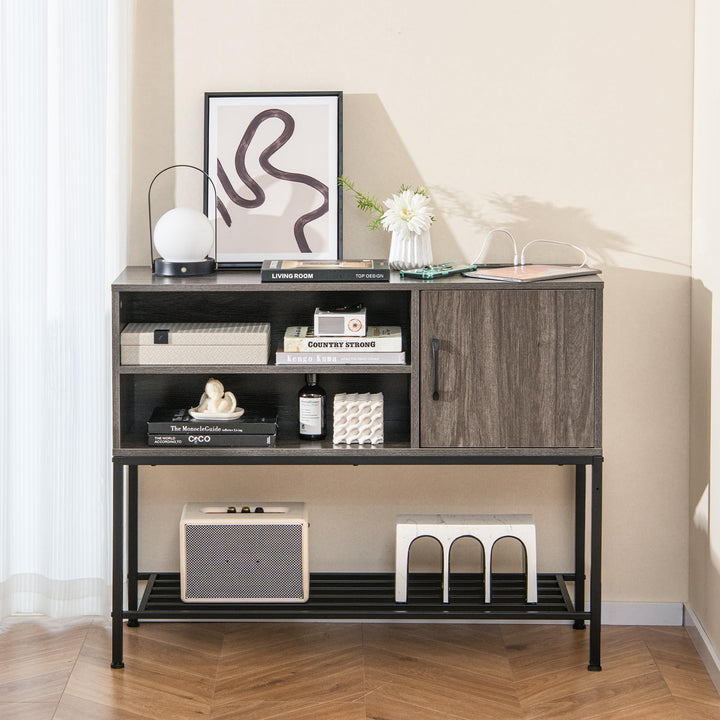 Giantex Buffet Cabinet with Power Outlets & USB Ports, Wood Coffee Bar Cabinet