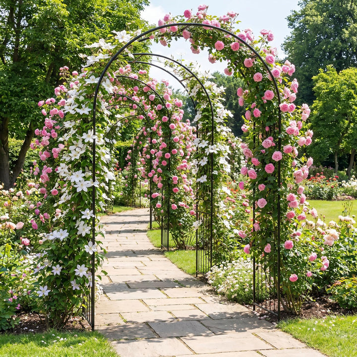 Giantex 87" Decorative Metal Garden Arbor Arch Trellis for Climbing Plants