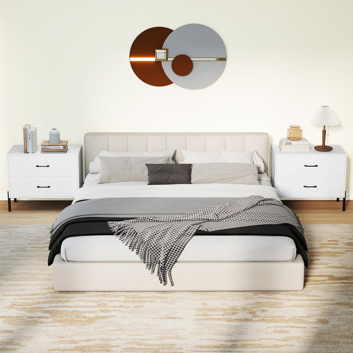 Giantex 2-Drawer Dresser Modern Wooden Nightstand with Metal Legs & Handles