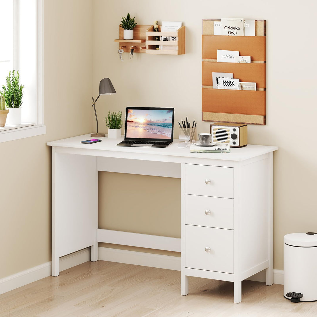 Giantex 48 Inch White Desk with Drawers