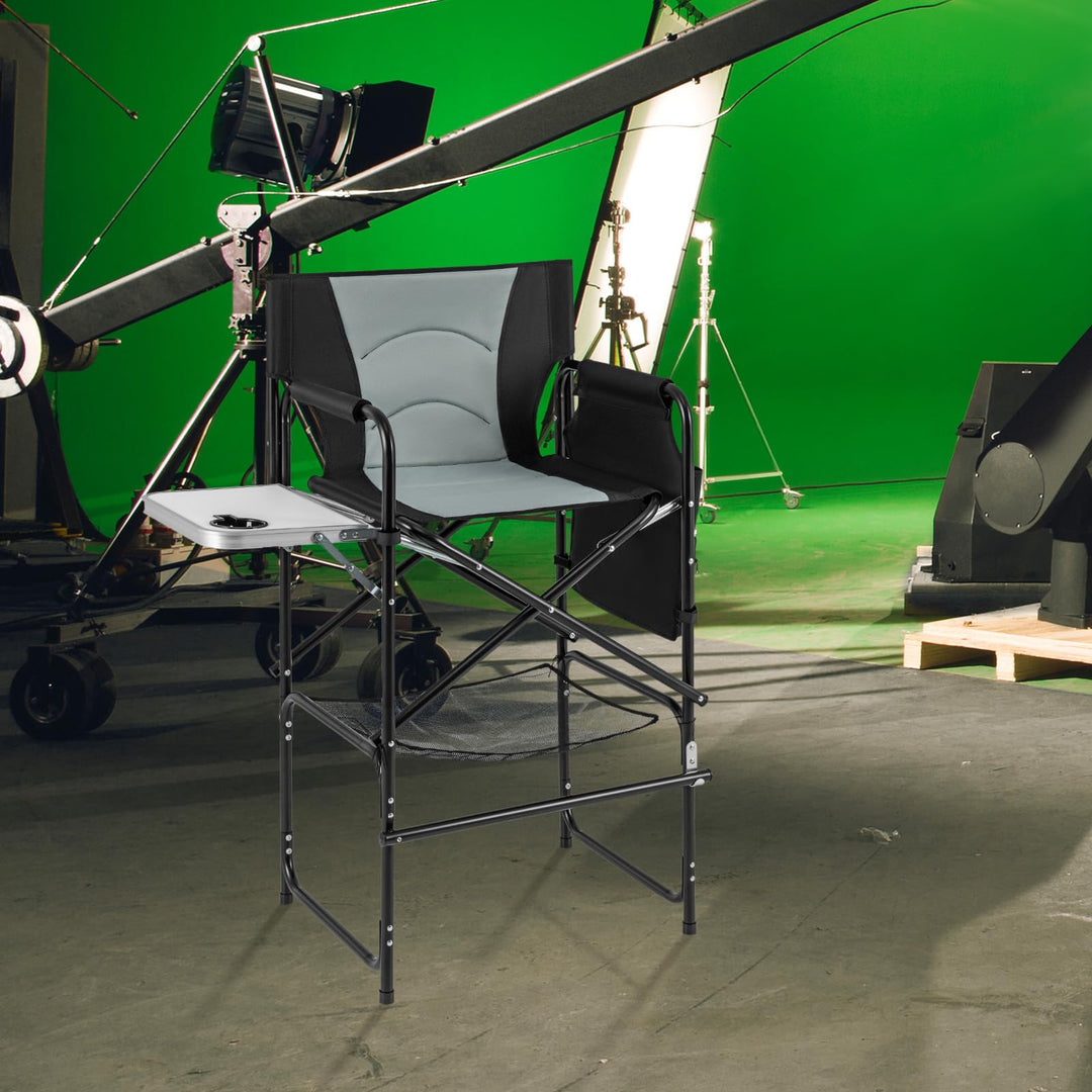 Giantex 46” Tall Directors Chair, Folding Camping Chair with 31" Seat Height, Side Table, Cup Holder