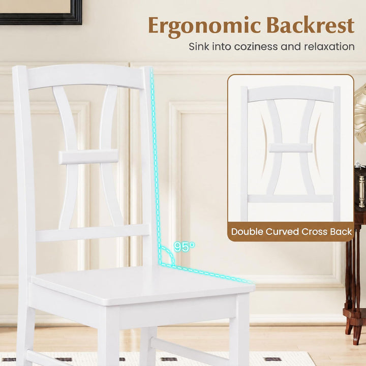GIANTEX Solid Wood White Kitchen Chairs w/ Elegant High Back (2/4)