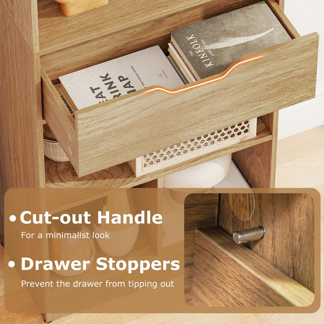 Giantex Bookcase with Drawer 61” Tall Freestanding Storage Organizer(7-Tier)