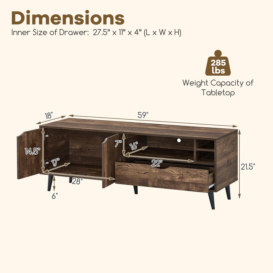 Giantex TV Stand for TVs up to 65 Inches Rustic Entertainment Center