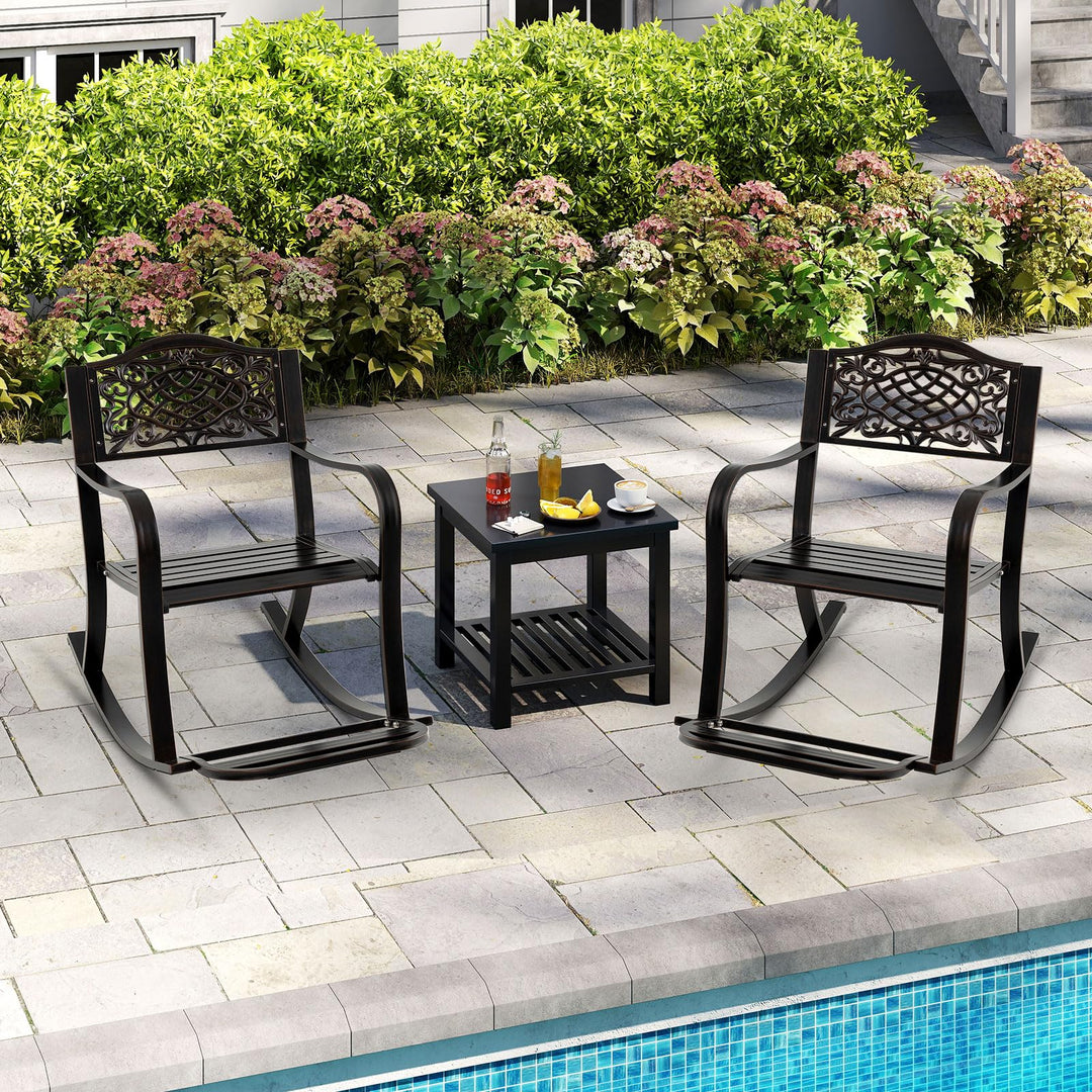 Giantex Patio Rocking Chair Outdoor Cast Aluminum Rocker w/Footrest