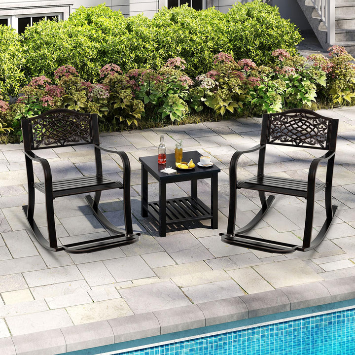 Giantex Patio Rocking Chair Outdoor Cast Aluminum Rocker w/Footrest