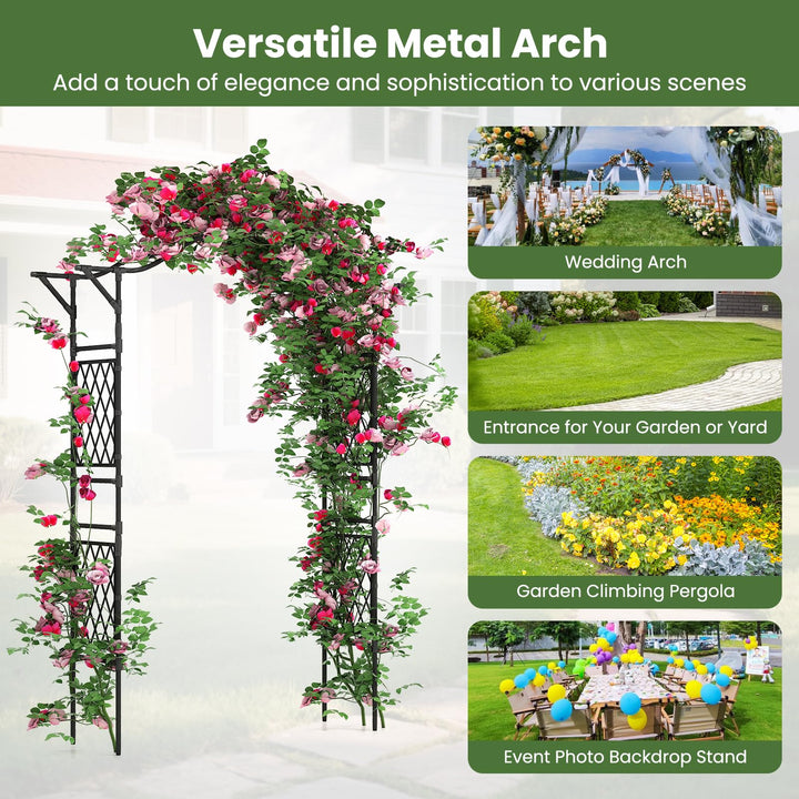 Giantex Garden Arch Trellis 67''W x 83''H Metal Arbor