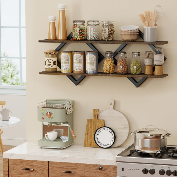 GIANTEX 2-Pack Diamond Shaped Floating Shelves for Wall
