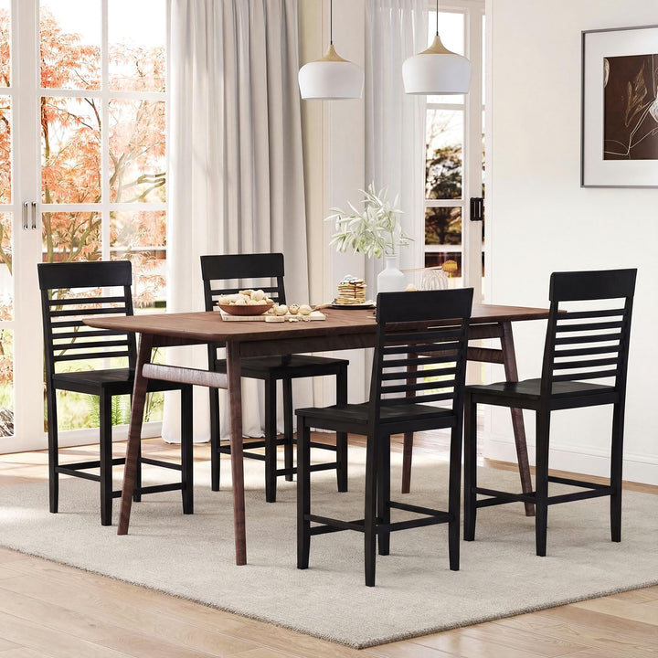 Giantex Dining Chair Set of 2/4 with Footrests and Solid Wood Frame