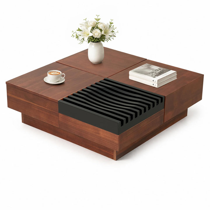 GIANTEX 32" Square Coffee Table with Storage for Living Room