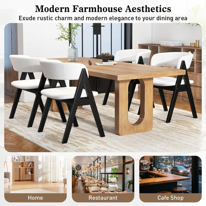 Giantex Wooden Dining Chairs Set of 2/4 Modern Sherpa Upholstered Kitchen Chair