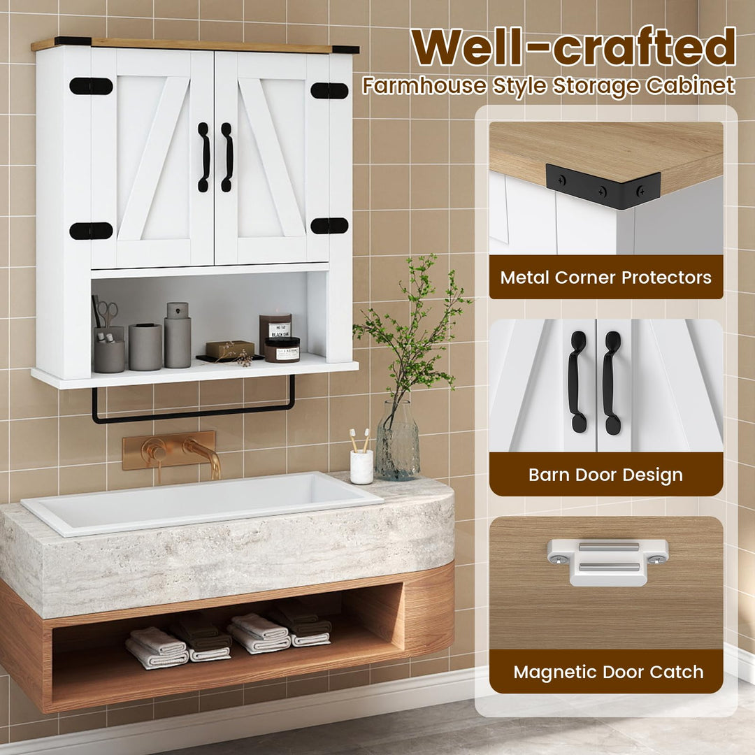 Giantex Above Toilet Bathroom Wall Cabinet with Towel Bar
