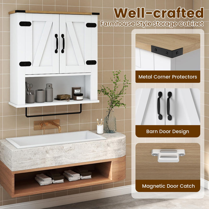 Giantex Above Toilet Bathroom Wall Cabinet with Towel Bar