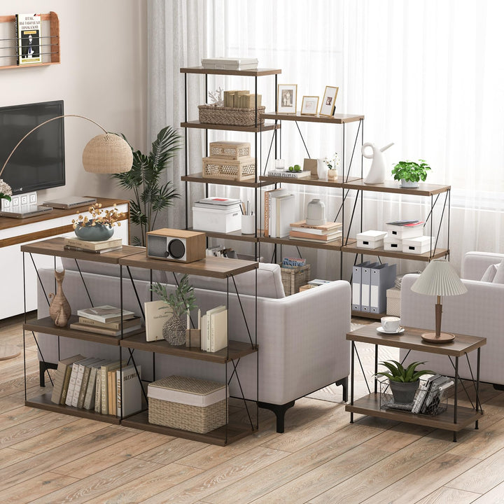 Giantex 3-Tier Open-Back Bookshelf, Freestanding Display Rack, Metal Frame Storage Shelf