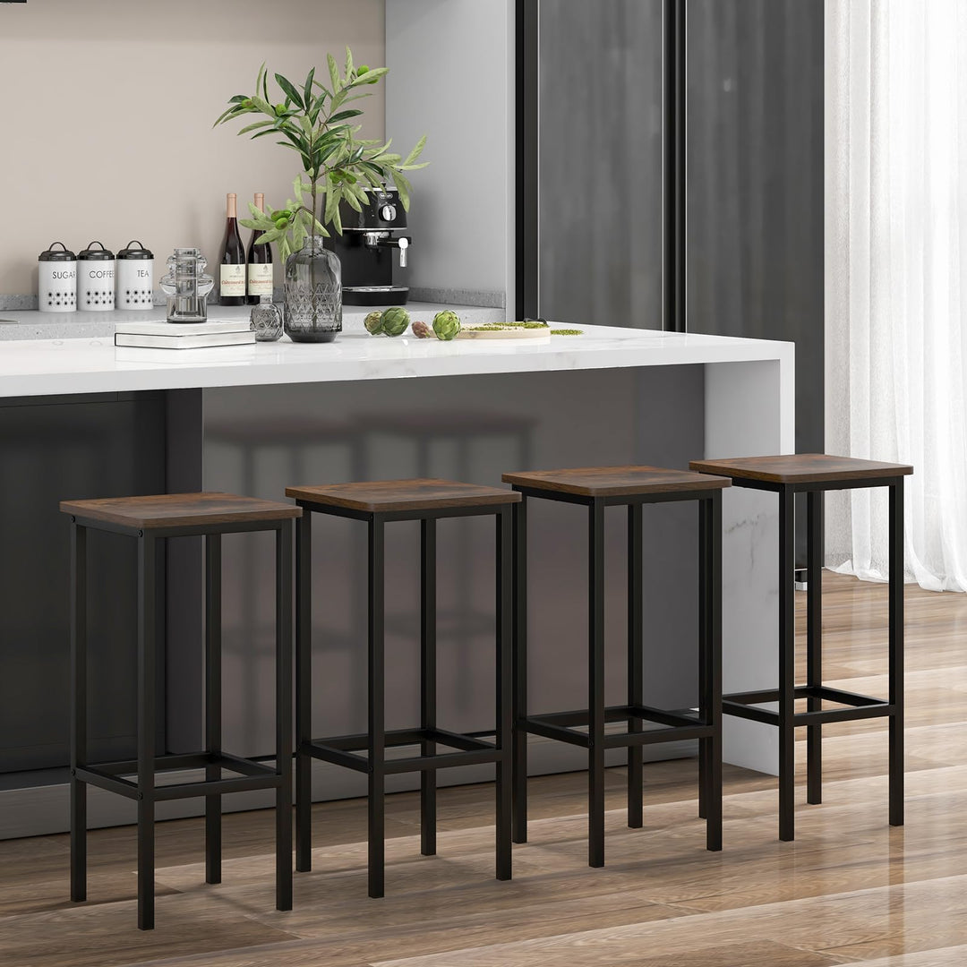 Giantex Bar Stools Set of 4, 26" Backless Barstools with Metal Legs & Footrest, Breakfast Bar Dining Chairs