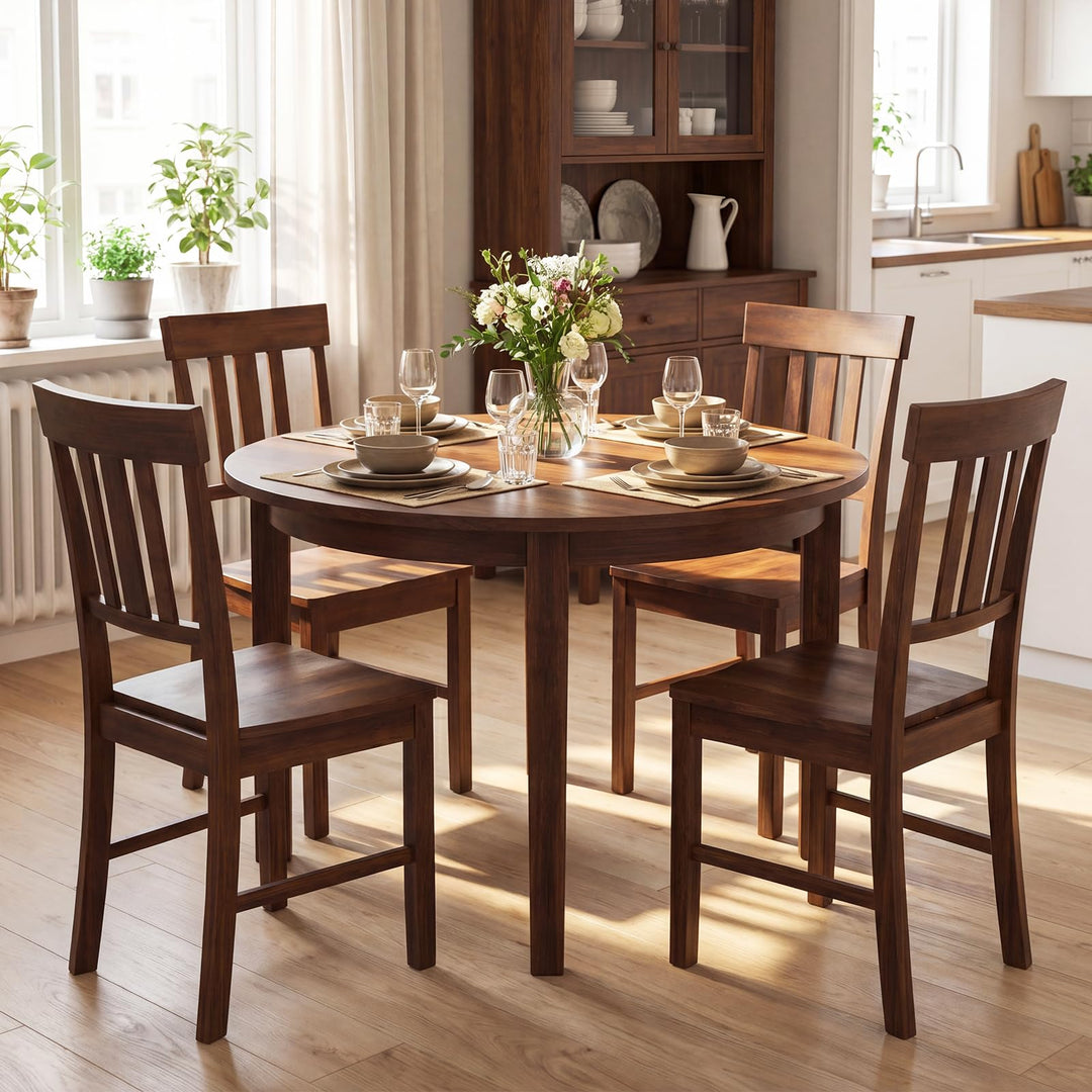Giantex Wooden Dining Chairs Set of 2/4 with Slat Back &amp; Contoured Seat
