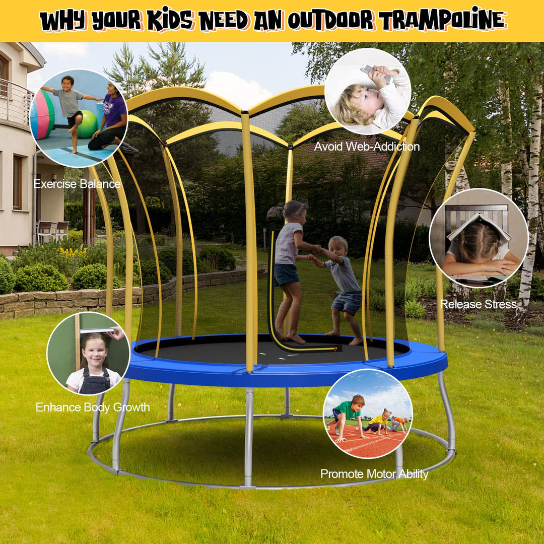 Giantex 8 FT 10 FT Trampoline, ASTM Certified Recreational Trampolines with Net, Galvanized Steel Frame