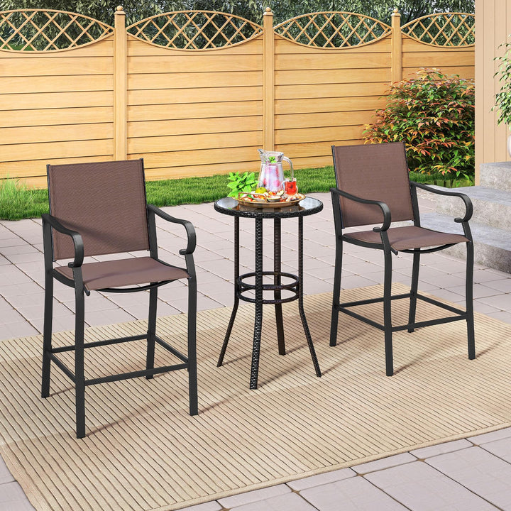 Giantex Counter Height Tall Patio Chairs with Breathable Mesh Fabric & Metal Frame