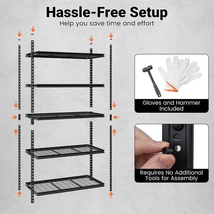 Giantex 5-Tier Metal Storage Shelves(1/2/3/4,48" L x 24" W x 72" H)
