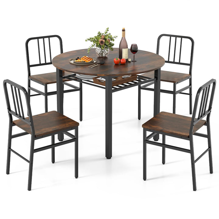 Giantex 40-Inches Round Kitchen Table & Chairs with Storage Rack & Metal Frame
