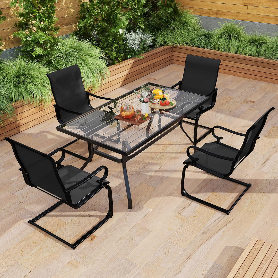 Giantex Patio Dining Chairs Set of 2/4 | High Back Outdoor Patio Chairs with Metal C Spring Frame