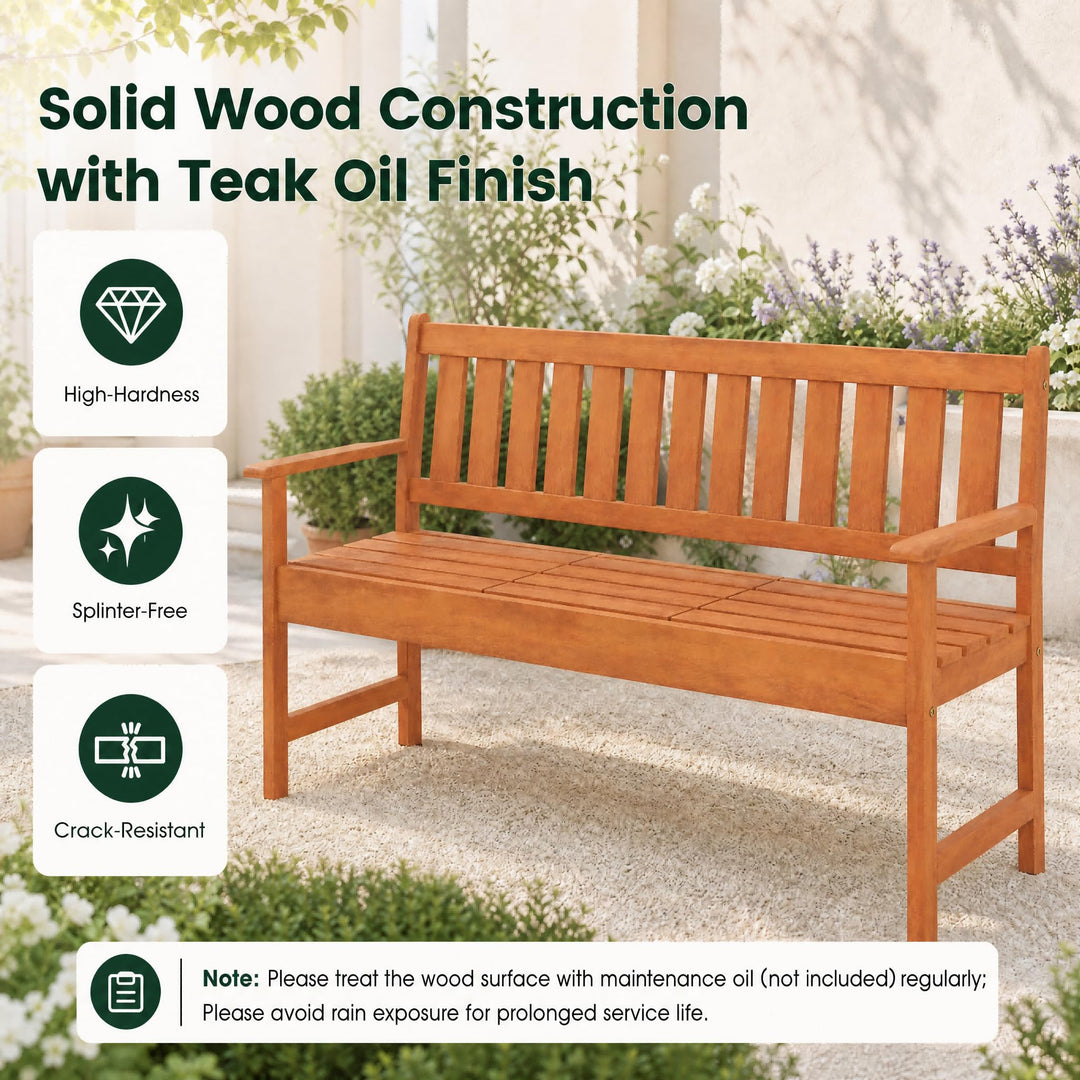 GIANTEX 59" Outdoor Bench with Pull-Out Center Table