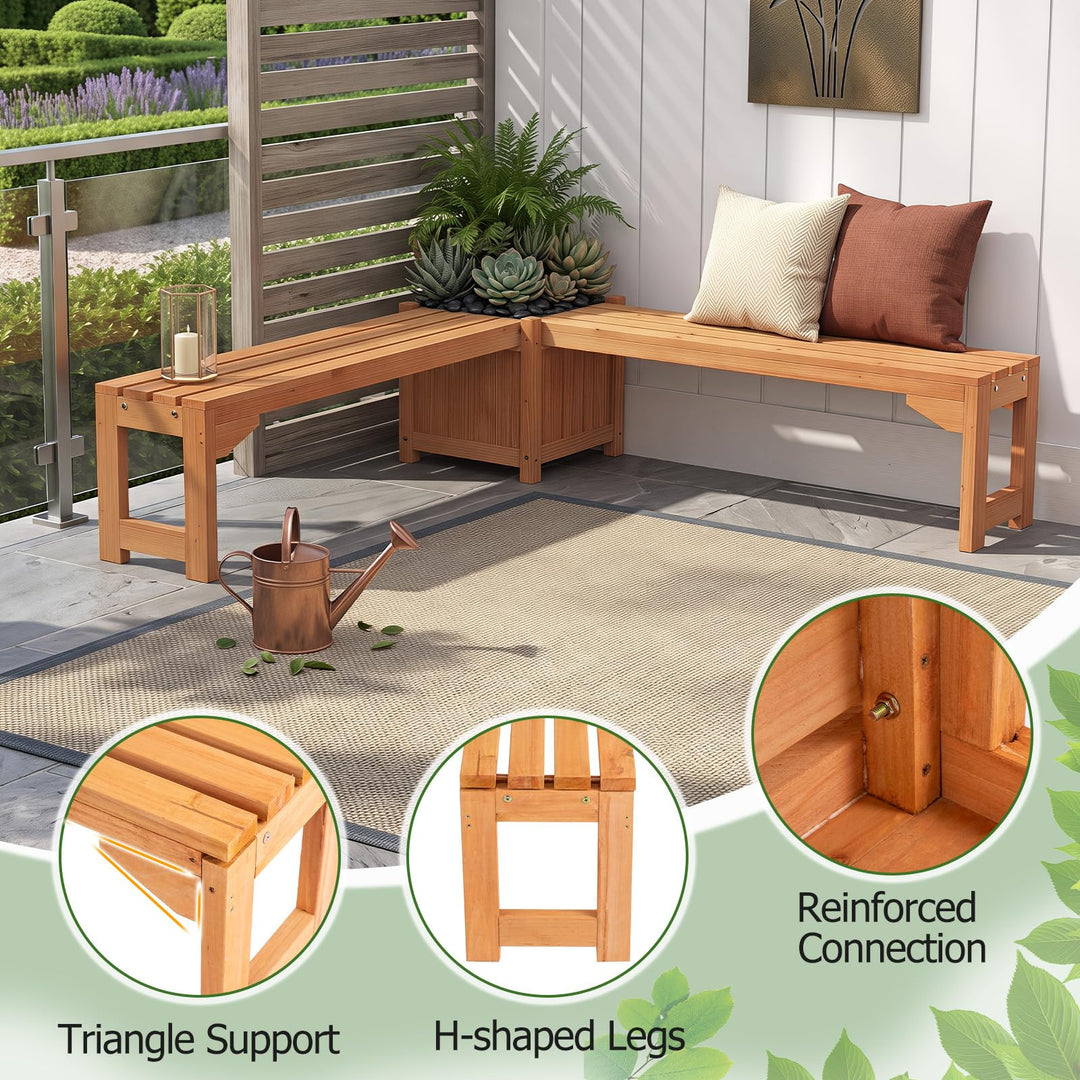 GIANTEX 2-in-1 Outdoor Bench with Raised Garden Bed