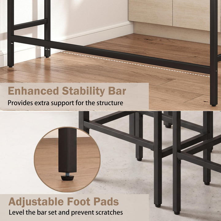 Giantex 4 Piece Bar Table and Chairs Set with Power Outlet