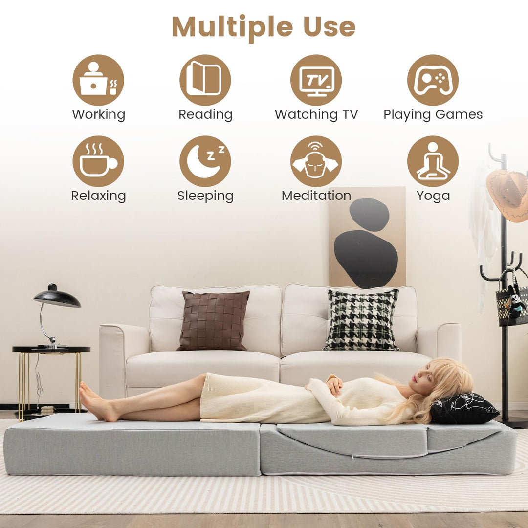 4-in-1 Floor Futon Sleeper Chair with High-Density Foam - Giantex