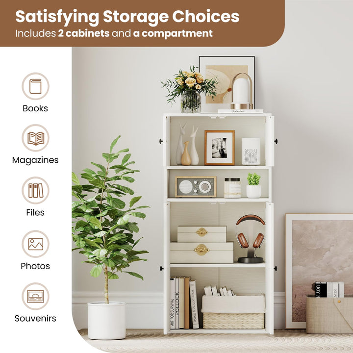 Giantex 44" Tall Bookshelf Modern Bookcase with Doors & Adjustable Shelf